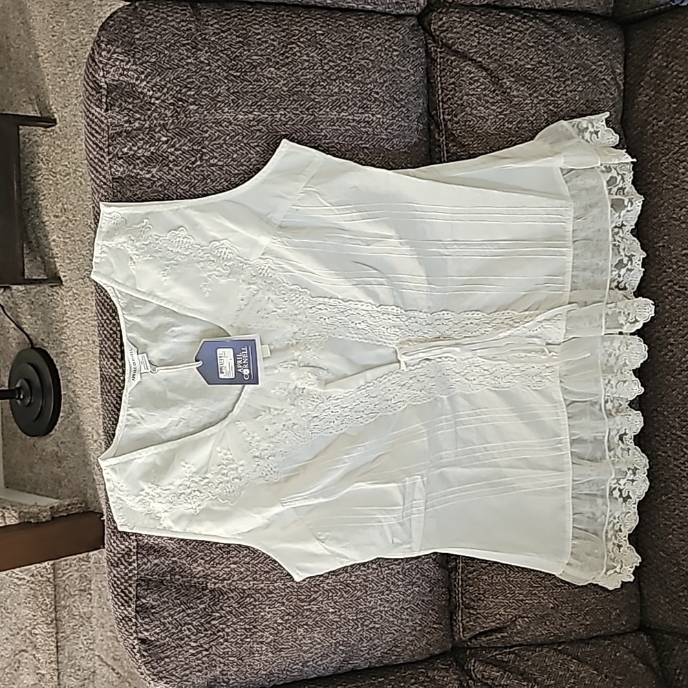 April Cornell medium tank top in white.